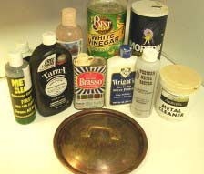 There are many metal polishes to remove tarnish from copper and brass.